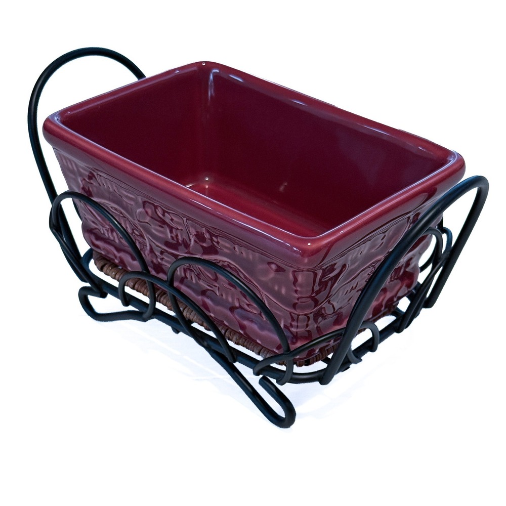 Temp-Tations by Tara Presentable Ovenware Cranberry Red Loaf Pan Wire Tray